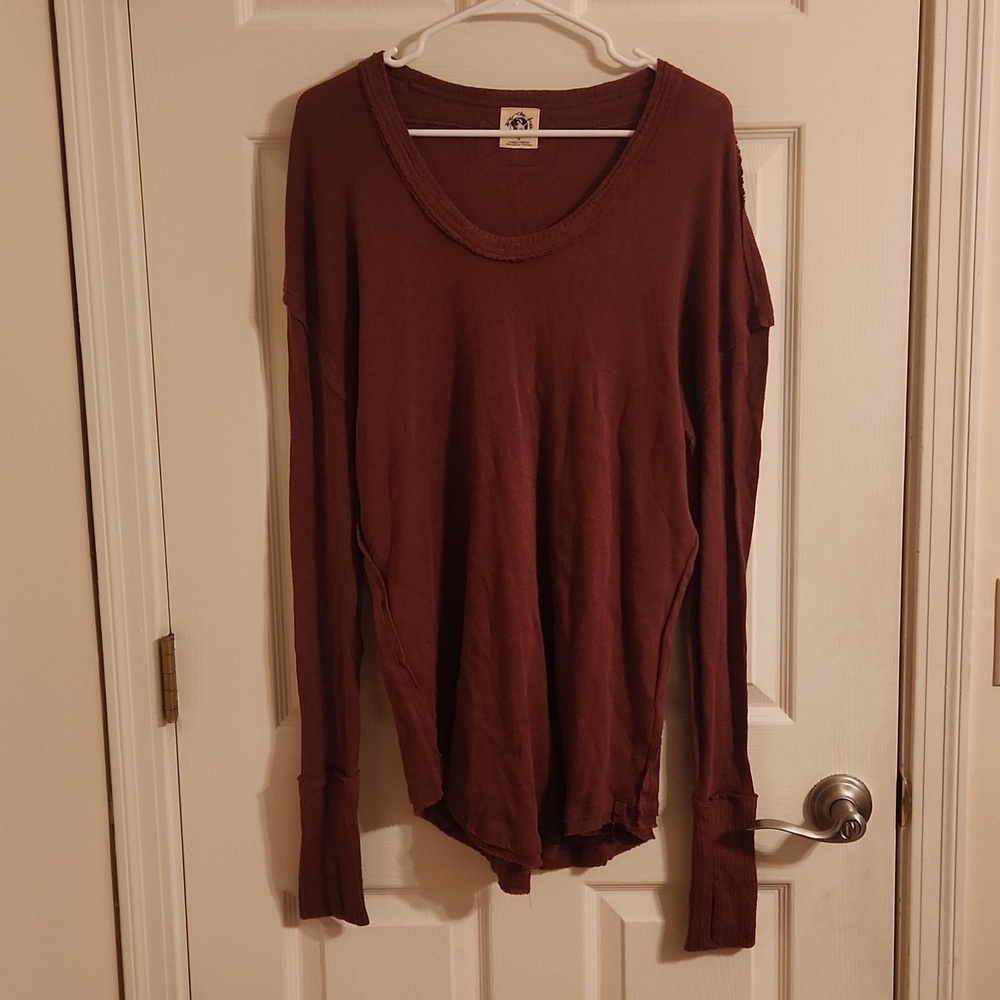 Free People We The Free Oversized Tunic Top Boho Burgundy Women’s Sz Med EUC